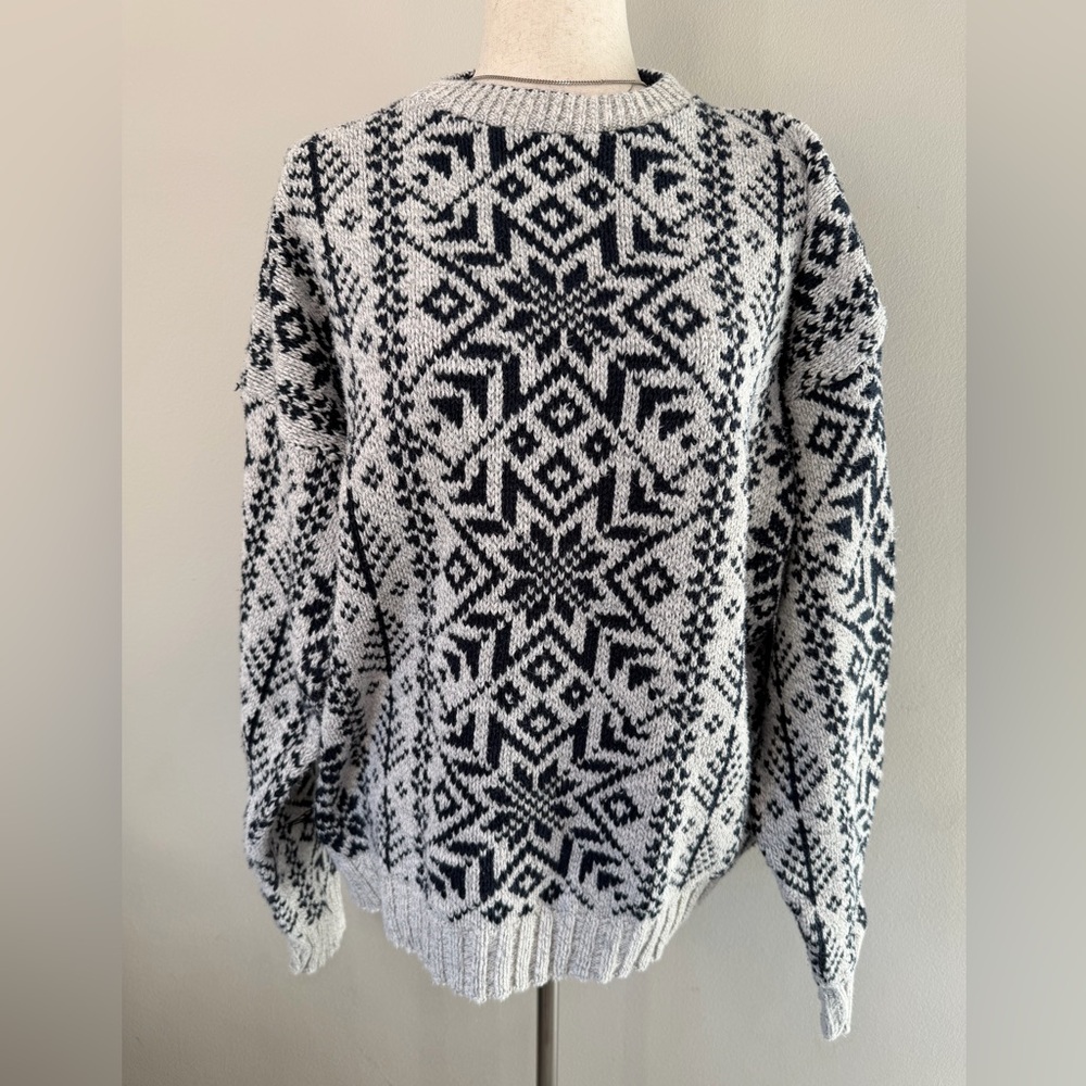 Vintage 90s men's snowflake Croft and Barrow knit 100% Cotton sweater